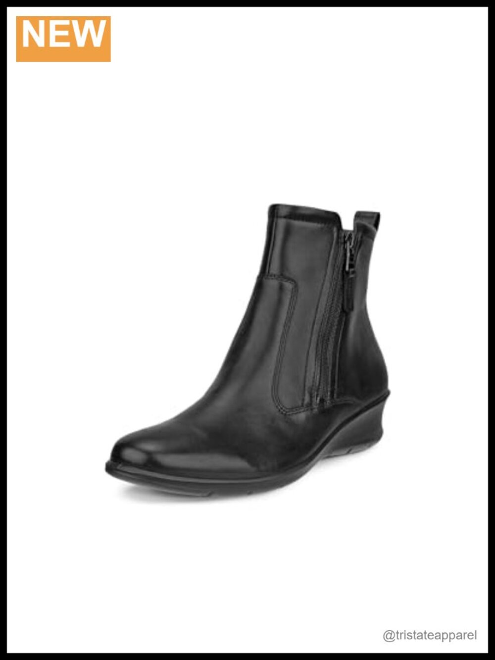 Leather Ankle Boots Double Zip Cushioned Wedge Heel